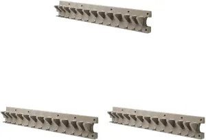 Suncast 2' Wall Mount Tool Organizer for Hanging Lawn and Garden Tools, 30 lb. Weight Capacity, Gray (Pack of 3)