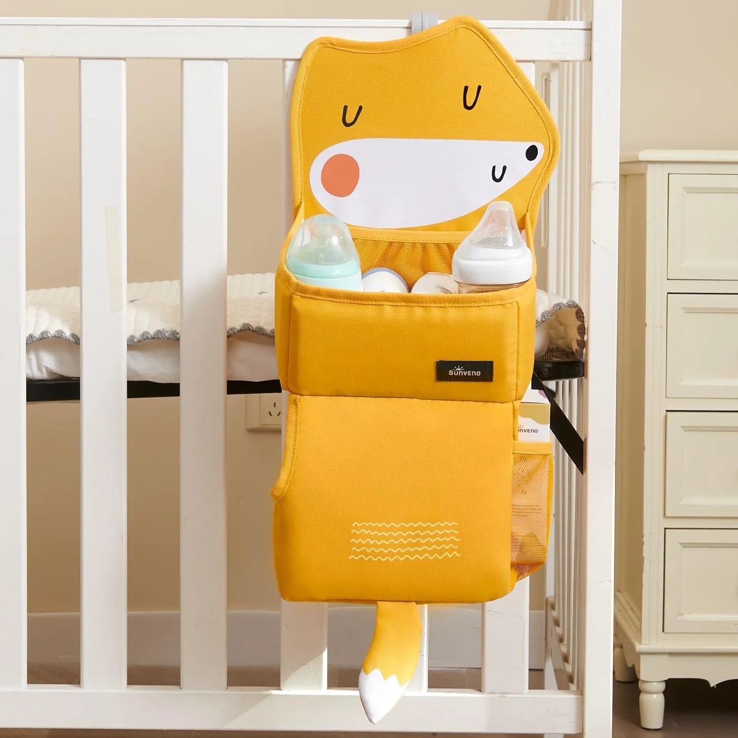SUNEVNO Hanging Baby Diaper Caddy Organizer Diaper Stacker, Baby Crib Hanging Classified Storage Bag Organizer for Changing Table Crib Playard or Wall & Nursery Organization (Multiple)