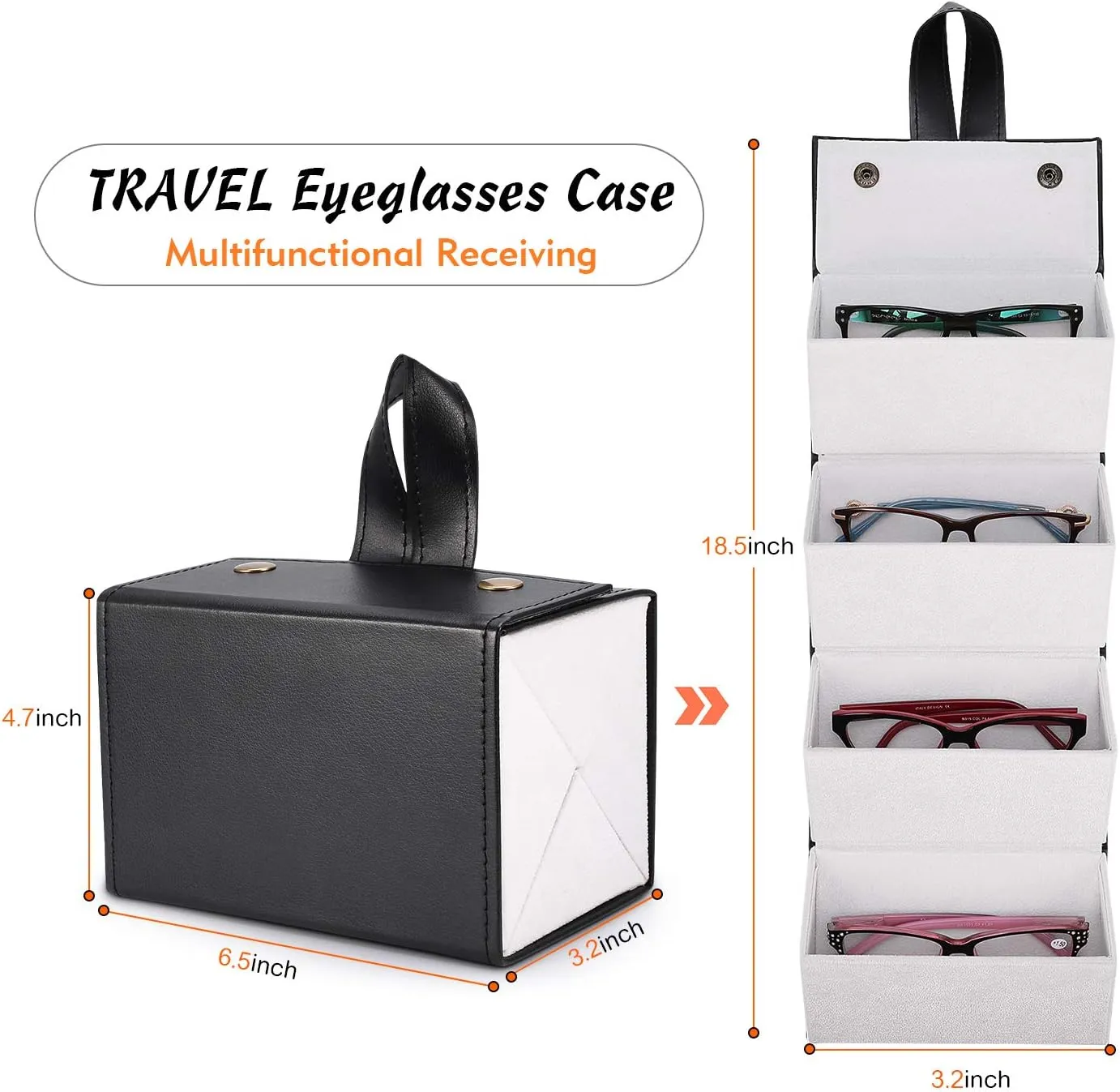Sunglass Eyeglass Organizer Collector 5 slot 6 Slot PU Eyeglasses Storage Case Box Multiple Hanging Eyewear Display…