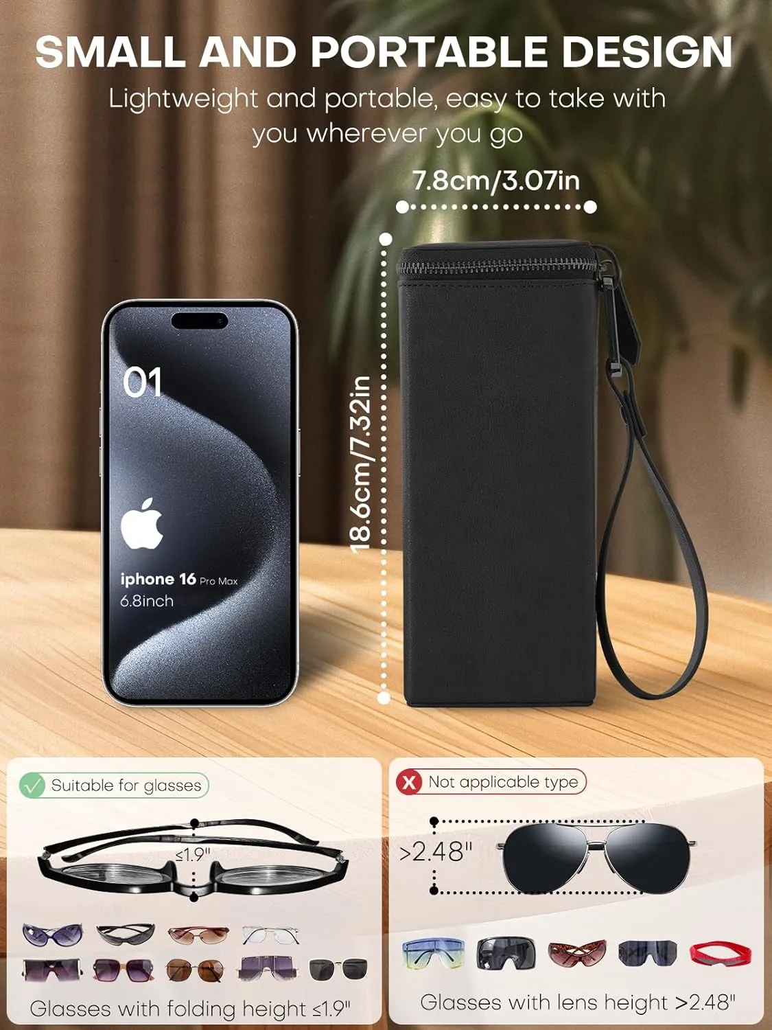 Sunglasses Travel Case Organizer Hangable for Men Women, Eyeglasses Foldable Storage Organizer