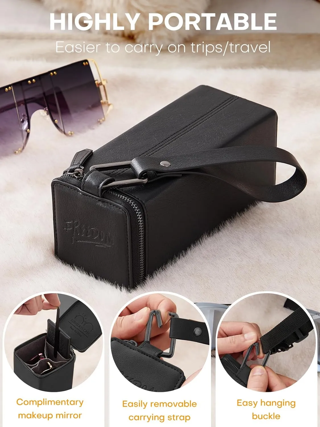 Sunglasses Travel Case Organizer Hangable for Men Women, Eyeglasses Foldable Storage Organizer