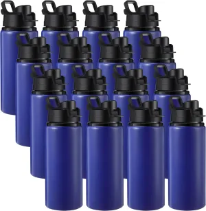 Sunnyray 16 Pcs Aluminum Water Bottle Bulk Multicolor Reusable Sports Bottle with Snap Lids Multipack Vacuum Water Flask for Travel Camping, Picnics, Gym, Hiking, Cycling, Fishing