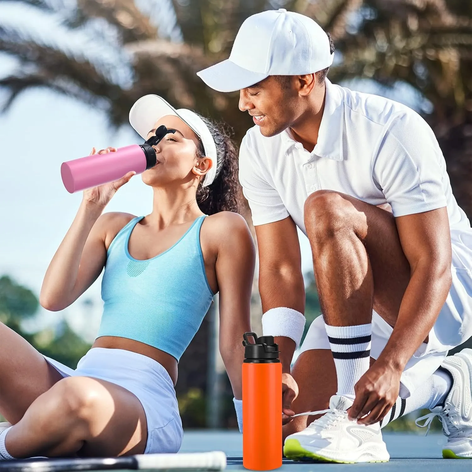 Sunnyray 16 Pcs Aluminum Water Bottle Bulk Multicolor Reusable Sports Bottle with Snap Lids Multipack Vacuum Water Flask for Travel Camping, Picnics, Gym, Hiking, Cycling, Fishing