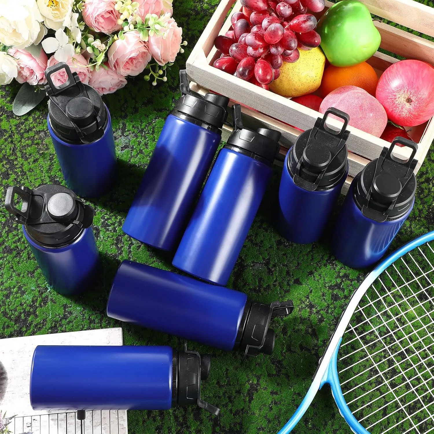Sunnyray 16 Pcs Aluminum Water Bottle Bulk Multicolor Reusable Sports Bottle with Snap Lids Multipack Vacuum Water Flask for Travel Camping, Picnics, Gym, Hiking, Cycling, Fishing