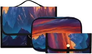 Sunset Mountain Toiletry Bag 3 Pack Travel Make Up Bags Waterproof Cosmetic Bags Hanging Organizer Accessories for Women/Men