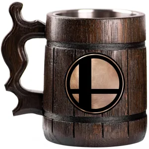 Super Smash Bros Custom Beer Mug, Personalized Stein, Wooden Tankard, Gamer Geek Anniversary Birthday Gifts for Men Him Dad Father Wedding Unique