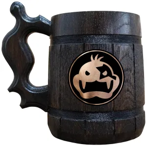 Super Smash Bros Morton Custom Beer Mug, Personalized Stein, Wooden Tankard, Gamer Geek Anniversary Birthday Gifts for Men Him Dad Father Wedding Unique