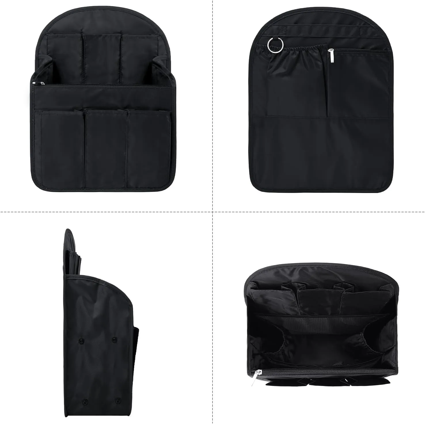 Surblue Backpack Organizer Insert Liner Hanging Travel Rucksack Purse and Handbag Insert Pocket, High-capacity Divider Foldable Nylon Shoulder Bag Organizer for Men and Women, (Black, L)
