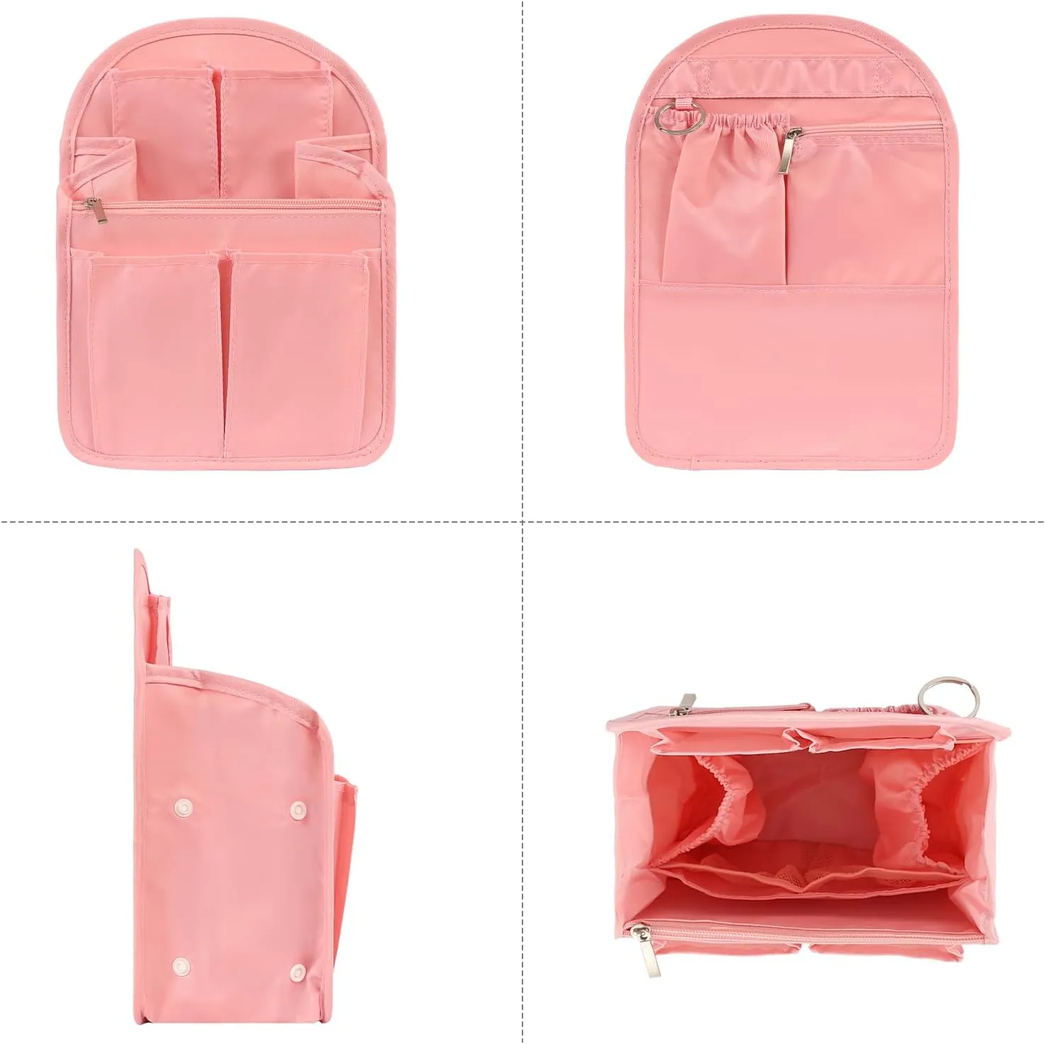Surblue Backpack Organizer Insert Liner Hanging Travel Rucksack Purse and Handbag Insert Pocket, High-capacity Divider Foldable Nylon Shoulder Bag Organizer for Men and Women, (Purepink, M)