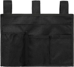 Surblue Bedside Caddy Bed Organizer Hanging Storage Bag for Hospital Beds Bunk Rooms Baby College Dorm Bed Rails Camp Wheelchairs,4 Pockets,Black