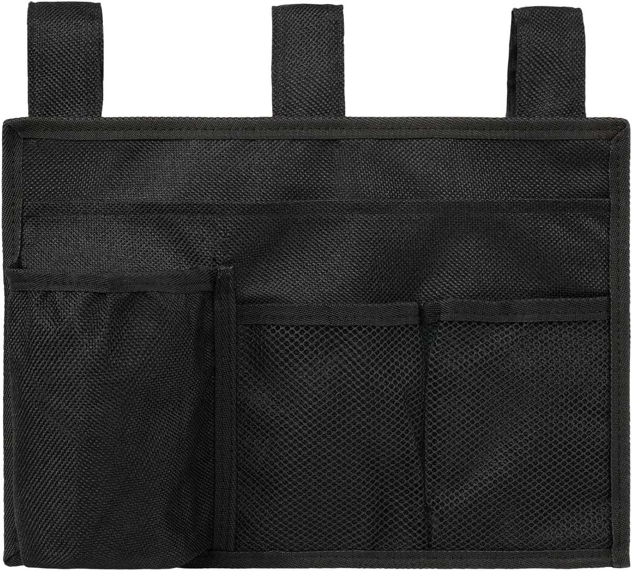 Surblue Bedside Caddy Bed Organizer Hanging Storage Bag for Hospital Beds Bunk Rooms Baby College Dorm Bed Rails Camp Wheelchairs,4 Pockets,Black