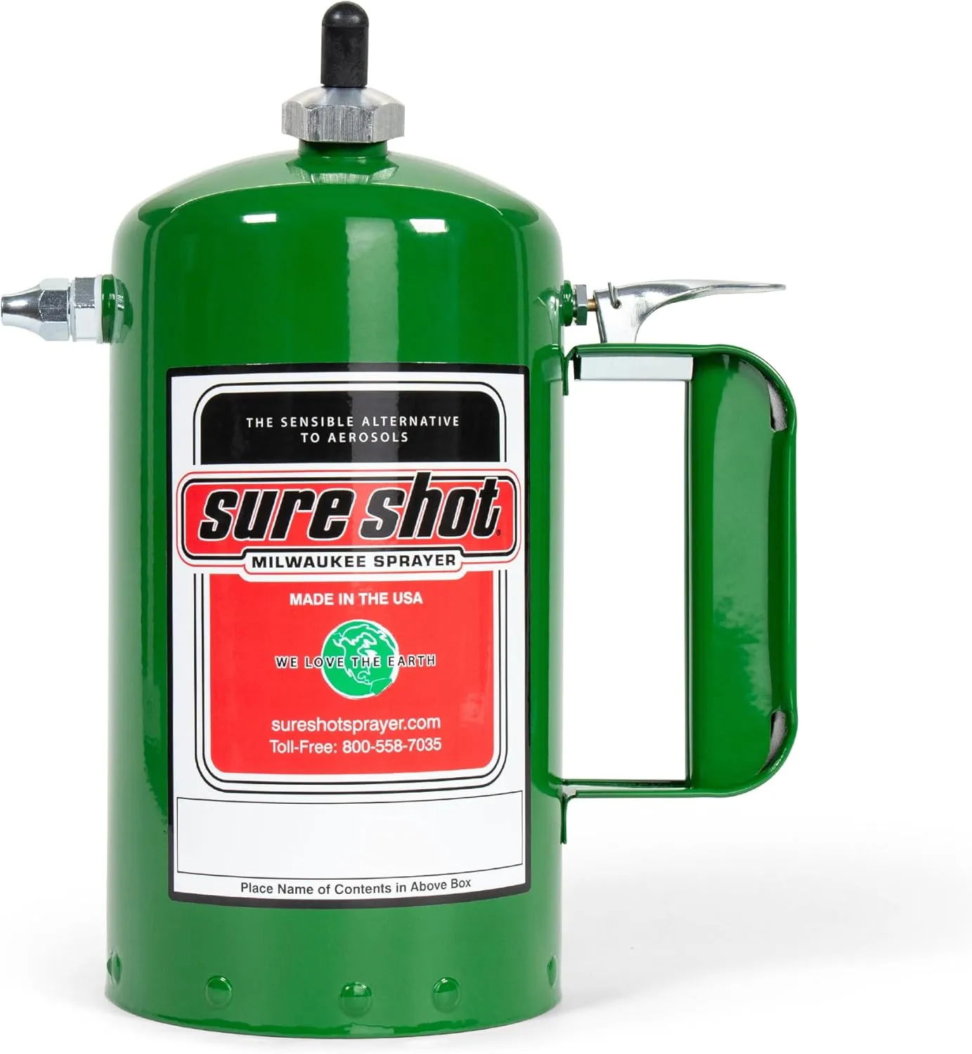 SURE SHOT A1000G 1-Quart Non Aerosol Sprayer - Refillable Pressurized Sprayer Can for Oil, Solvent, Degreasers, Lubricants - Rechargeable Steel Canister with Brass Nozzles - Made in The USA - 32oz.