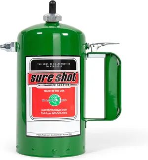 SURE SHOT A1000G 1-Quart Non Aerosol Sprayer - Refillable Pressurized Sprayer Can for Oil, Solvent, Degreasers, Lubricants - Rechargeable Steel Canister with Brass Nozzles - Made in The USA - 32oz.