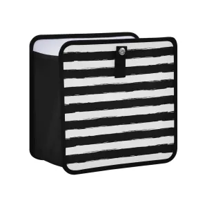 susiyo Hanging Car Trash Can, Foldable Waterproof Litter Garbage Bag Organizer with Big Opening Storage Bin & Large Capacity, Medium, Black and White Brush Stripe