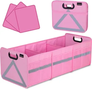 SUV Trunk Organizer - Universal Car Storage with Multi Pockets, Foldable Heavy Duty Collapsible Trunk Storage with Reflective Stripe