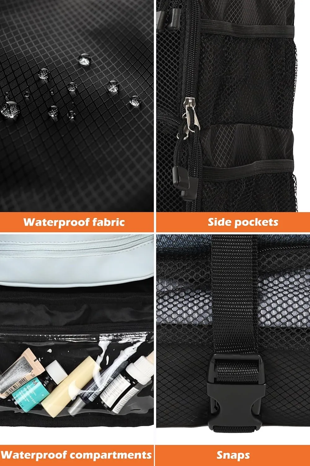 TABITORA Travel Luggage Organizer insert Hanging Packing Cubes for Suitcase Carry on Closet Hanging Shelves Folding(Black,M)