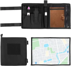 Tactical Outdoor Map Pouch with Transparent Cover, Multi-Pocket Organizer with Pen Loops, Foldable Waterproof Case