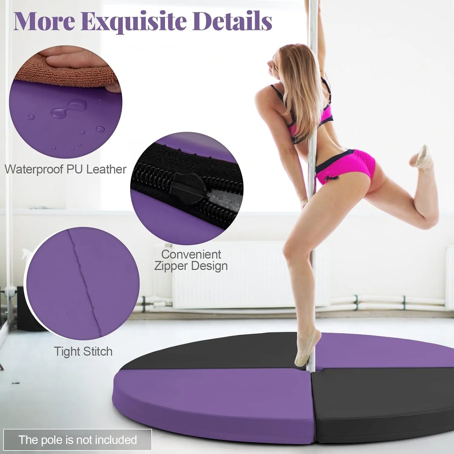 Tangkula Pole Dance Mat, Foldable Round Crash Mat with EPE Foam Padding & PU Cover, Protective Fall Safety Cushion for Home, Gym, Yoga Exercise