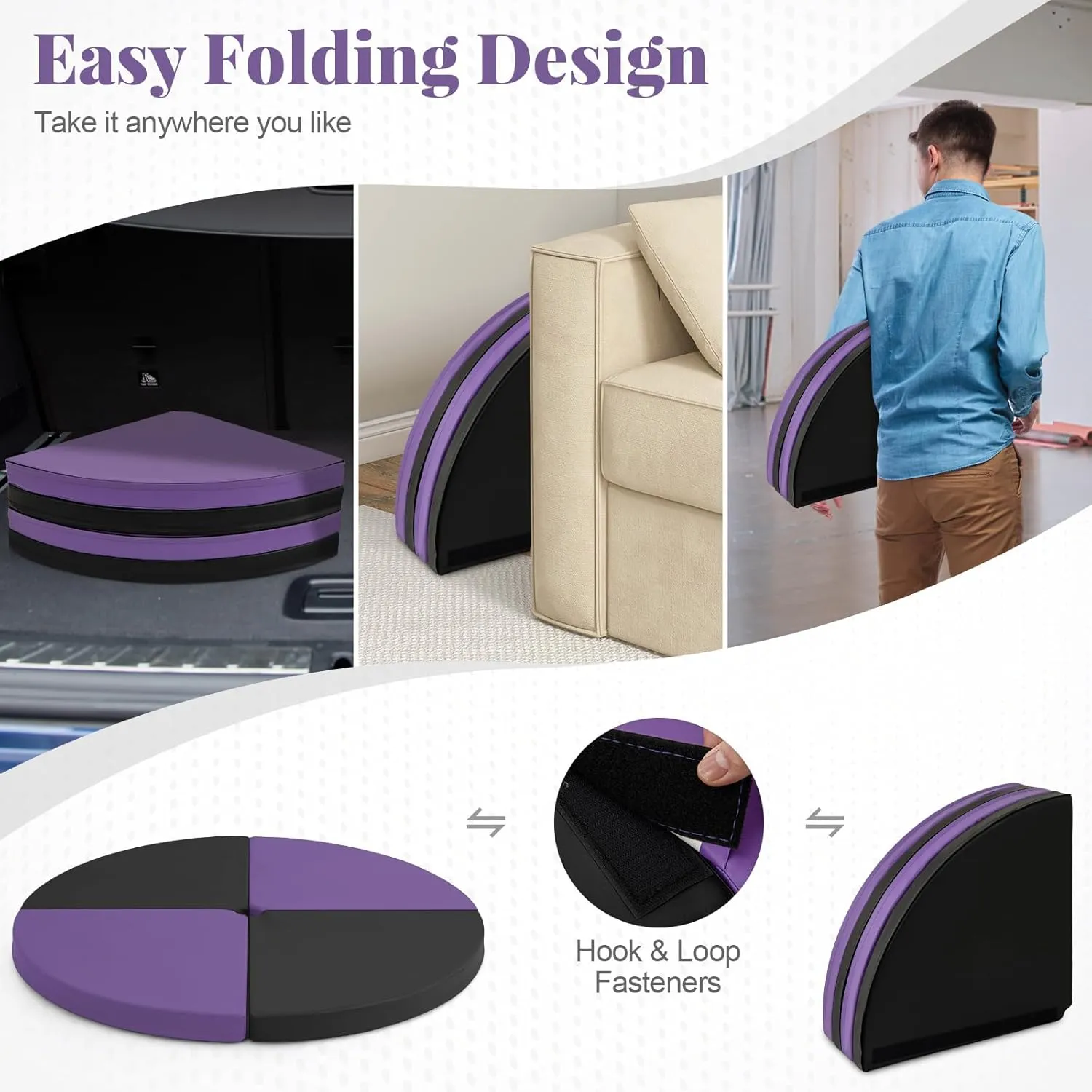 Tangkula Pole Dance Mat, Foldable Round Crash Mat with EPE Foam Padding & PU Cover, Protective Fall Safety Cushion for Home, Gym, Yoga Exercise