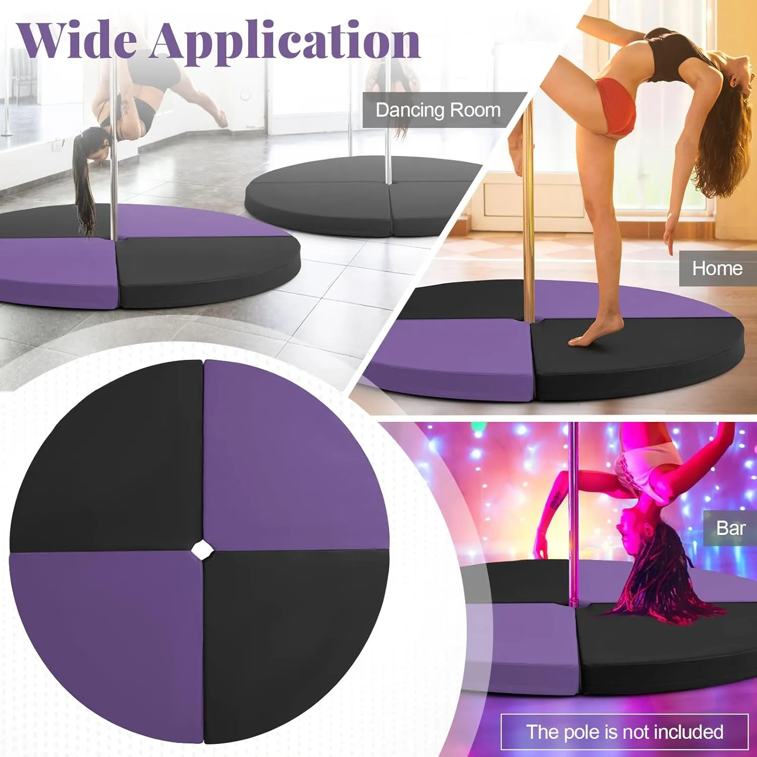 Tangkula Pole Dance Mat, Foldable Round Crash Mat with EPE Foam Padding & PU Cover, Protective Fall Safety Cushion for Home, Gym, Yoga Exercise