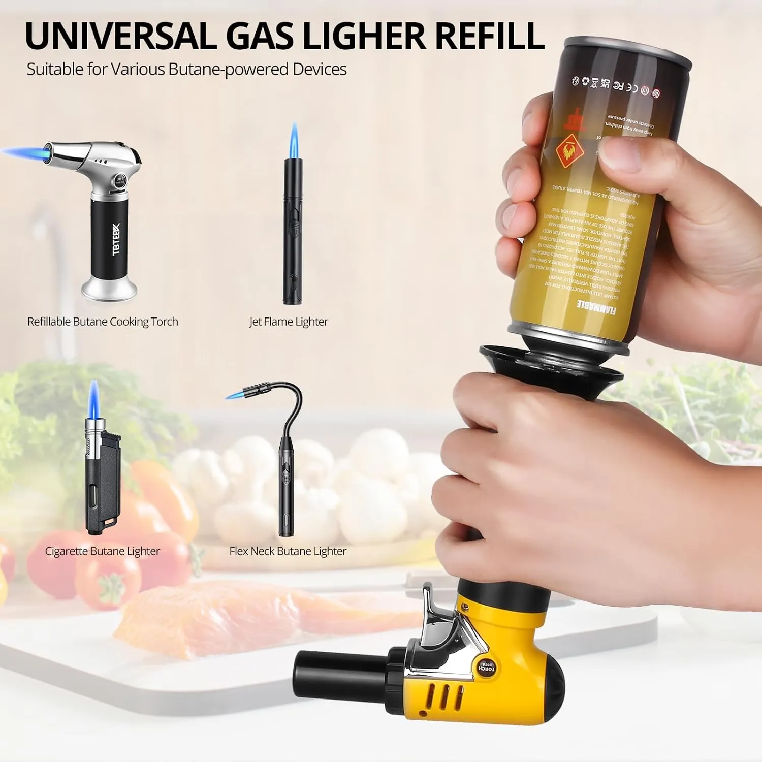 TBTeek Butane Refill, Ultra-Refined Lighter Fluid Refill, Butane Fuel Refill, Butane Canister for Torch Lighter, Butane Torch, Kitchen Blow Torch (3 Can)