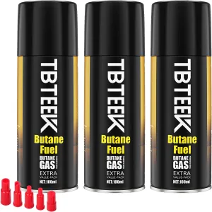TBTeek Butane Refill, Ultra-Refined Lighter Fluid Refill, Butane Fuel Refill, Butane Canister for Torch Lighter, Butane Torch, Kitchen Blow Torch (3 Can)