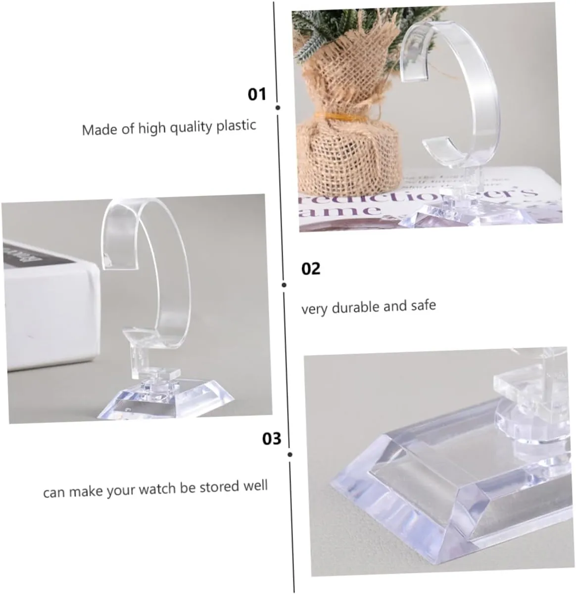 TENDYCOCO 18 Pcs Plastic Watch Display Stand Jewelry Rack Pocket Watch Display Dome Belt Display Stand Pin Display Jewelry Tray Jewelry Hanger Watch Holder Stand Display Rack Watch Stand Pvc