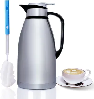 Thermal Coffee Carafe 102OZ, Goteble Double Wall Vacuum Flask, 3L Large Capacity Suitable for Large Family and Small Party Silver