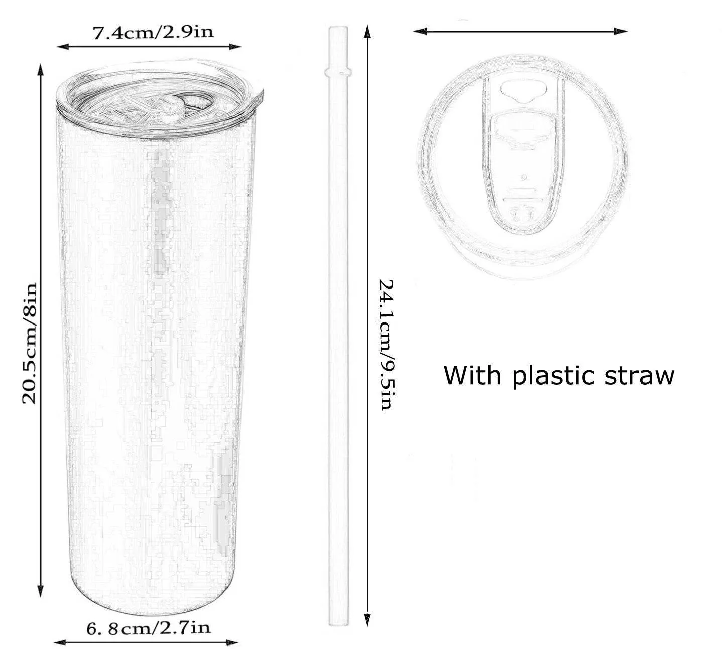 Thermal Transfer Coating 20oz Straight Cup Cone Cup Stainless Steel Vacuum Flask