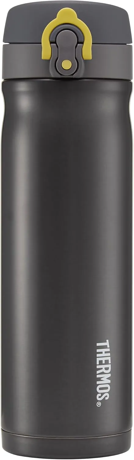 Thermos - Charcoal Direct Drink Flask (470ml) Reusable Insulated Stainless Steel Thermal Coffee Cup for Hot or Cold Drinks, Vacuum Sealed Water Flask with a Leak-Proof Lid, 10hr Hot/24hr Cold