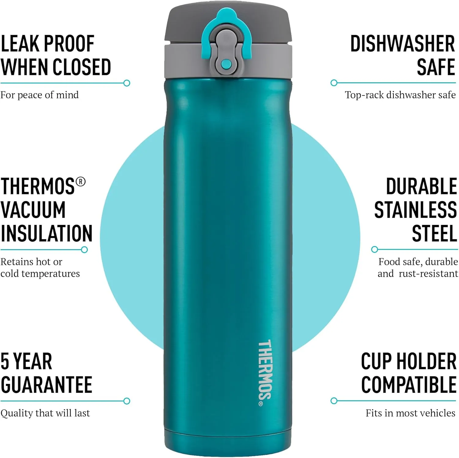 Thermos Direct Drink Flask, Teal, 470 ml