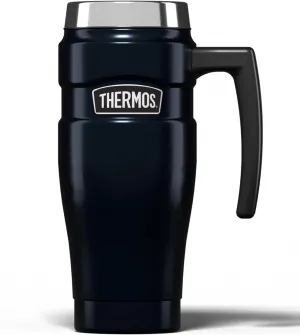 Thermos Stainless King Midnight Blue Travel Mug (470ml), Reusable Insulated Stainless Steel Coffee Cup for Hot or Cold Drinks, Vacuum Sealed Water Flask with a Leak-Proof Lid, 7hr Hot/18hr