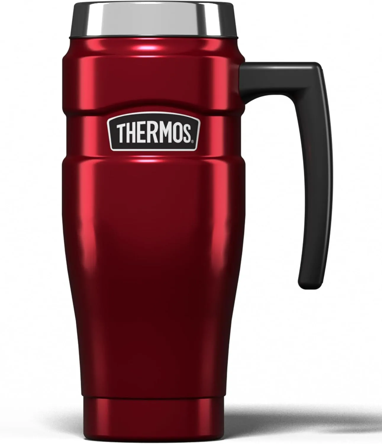 Thermos Stainless King Red Travel Mug (470ml), Reusable Insulated Stainless Steel Coffee Cup for Hot or Cold Drinks, Vacuum Sealed Water Flask with a Leak-Proof Lid, 7hr Hot/18hr