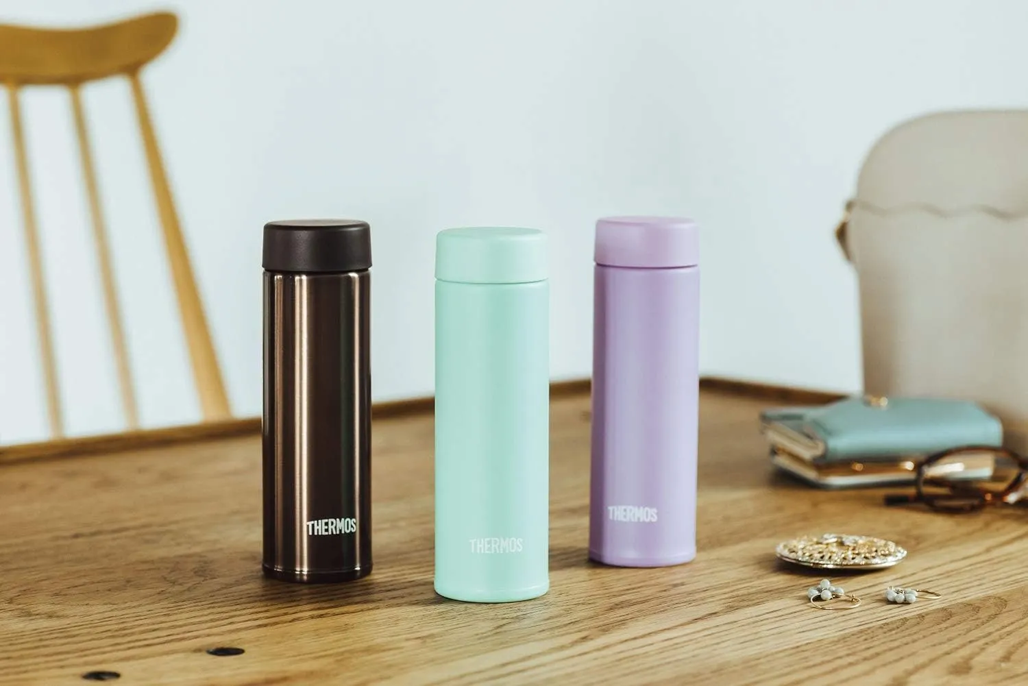 Thermos Water Bottle, Vacuum Insulated Pocket Mug, 5.1 fl oz (150 ml), Purple JOJ-150 PL (Small Capacity Model)