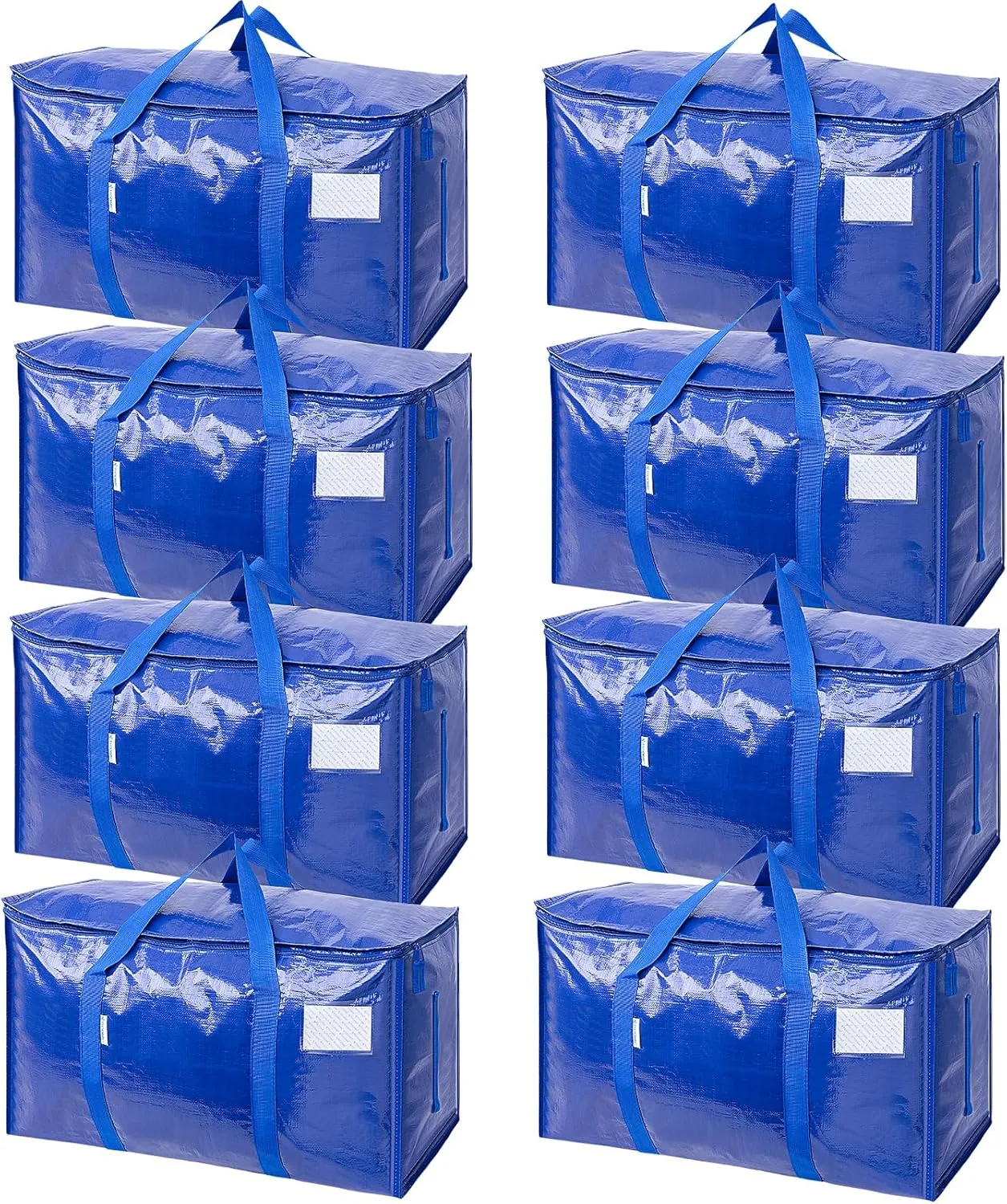 TICONN 8 Pack Extra Large Moving Bags with Zippers & Carrying Handles, Heavy-Duty Storage Tote Moving Boxes for Space Saving