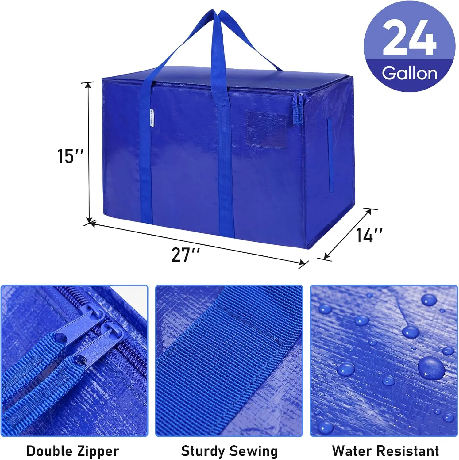 TICONN 8 Pack Extra Large Moving Bags with Zippers & Carrying Handles, Heavy-Duty Storage Tote Moving Boxes for Space Saving