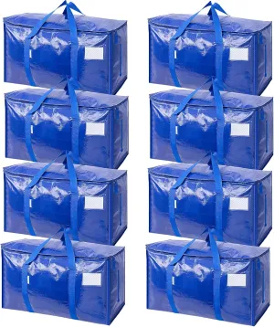 TICONN 8 Pack Extra Large Moving Bags with Zippers & Carrying Handles, Heavy-Duty Storage Tote Moving Boxes for Space Saving