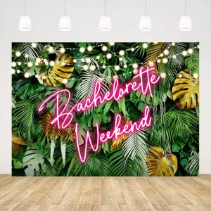 Ticuenicoa Bachelorette Weekend Backdrop 7x5ft Hawaiian Tropical Aloha Palm Leaves Backyard Background Pink Neon Jungle Photography Bride to Be Wedding Party Decorations Photo Booth Props