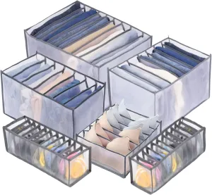 TIGARI Wardrobe Clothes Organizer, Closet Organizer Foldable Drawer Organizer for Clothing, Drawer Dividers for Clothes, Closet Storage for Trousers, Shirts, Jeans, T-Shirt, Bra, Underwear, Socks
