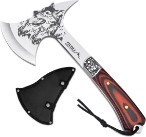 TIVOLI Camping Hatchet with Nylon Sheath,Survival Axe Viking Axe for Outdoor Splitting Wood,Camping Axe with Gift Box Full Tang Hand Axe for Adventure, Hunting, Trekking, Gardening