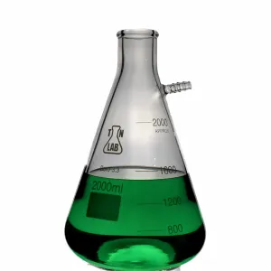TN LAB Filter Flask Thick-Wall Borosilicate 3.3 Glass Vacuum Flask 2000ml 2L 2-Liter