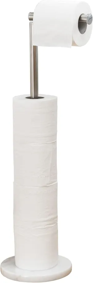 Toilet Paper Holder Stand, Freestanding Toilet Paper Holder with Heavy Marble Base and Brushed Nickel SUS304 Stainless Steel Pole