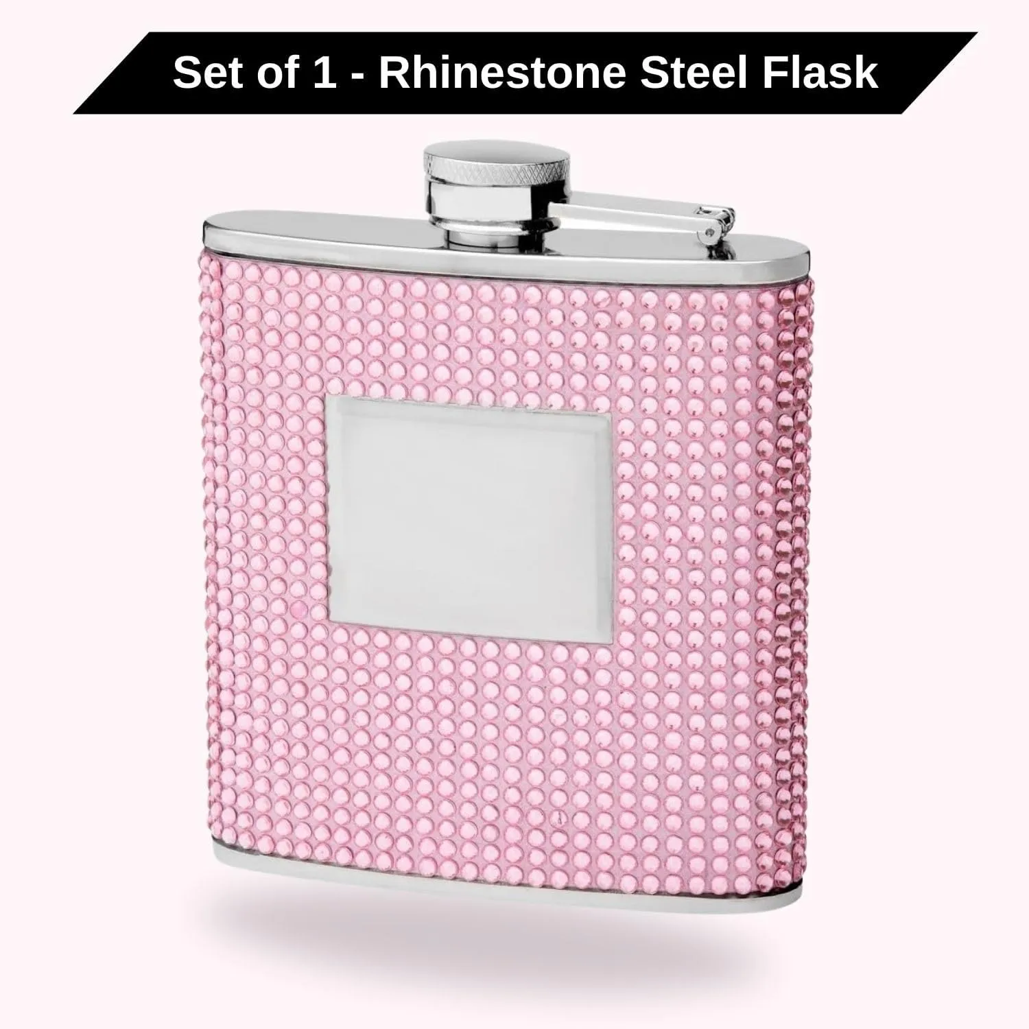 Top Shelf Flasks - Beaded Rhinestone Cute Pink Purse Size Stainless Steel Hip Flask | 6 Oz GIrl Drinking Whiskey Rustproof Flask | Perfect for Girlfriend, Friend Gift