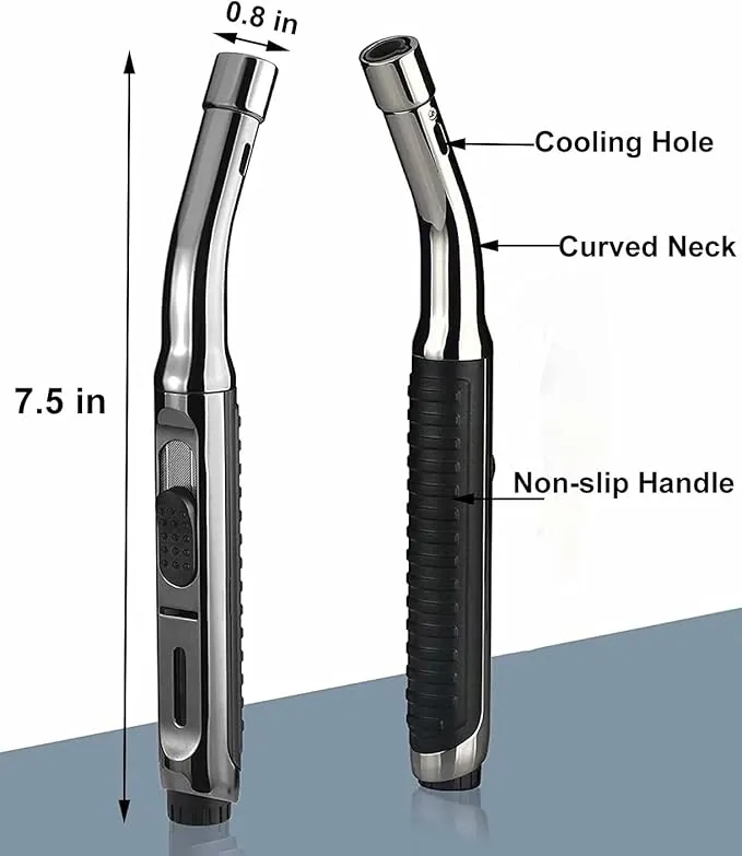 Torch Lighters, 7.5-inch Long Butane Lighter with Visible Window, Adjustable Jet Flame Windproof Lighter for Candle Grill Fireplace Camping (No Gas)