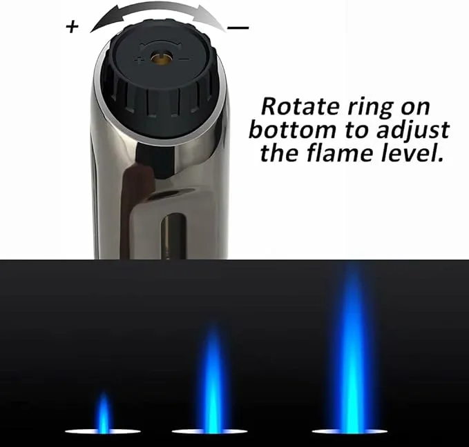Torch Lighters, 7.5-inch Long Butane Lighter with Visible Window, Adjustable Jet Flame Windproof Lighter for Candle Grill Fireplace Camping (No Gas)