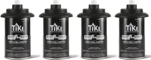 Torch Replacement Canister Set of 4 – Refillable Metal Torch Fuel Canisters with Easy Pour System, 12 oz – Weather-Resistant Outdoor Lighting Accessories for Patio, Garden & Deck