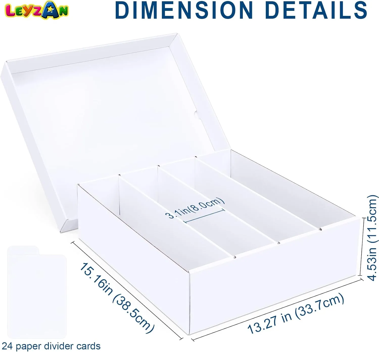 Trading Card Storage Box, 3200 Count Cardboard Storage Box with Divider for Sports, Tcg, Mtg Card(1 Pack)