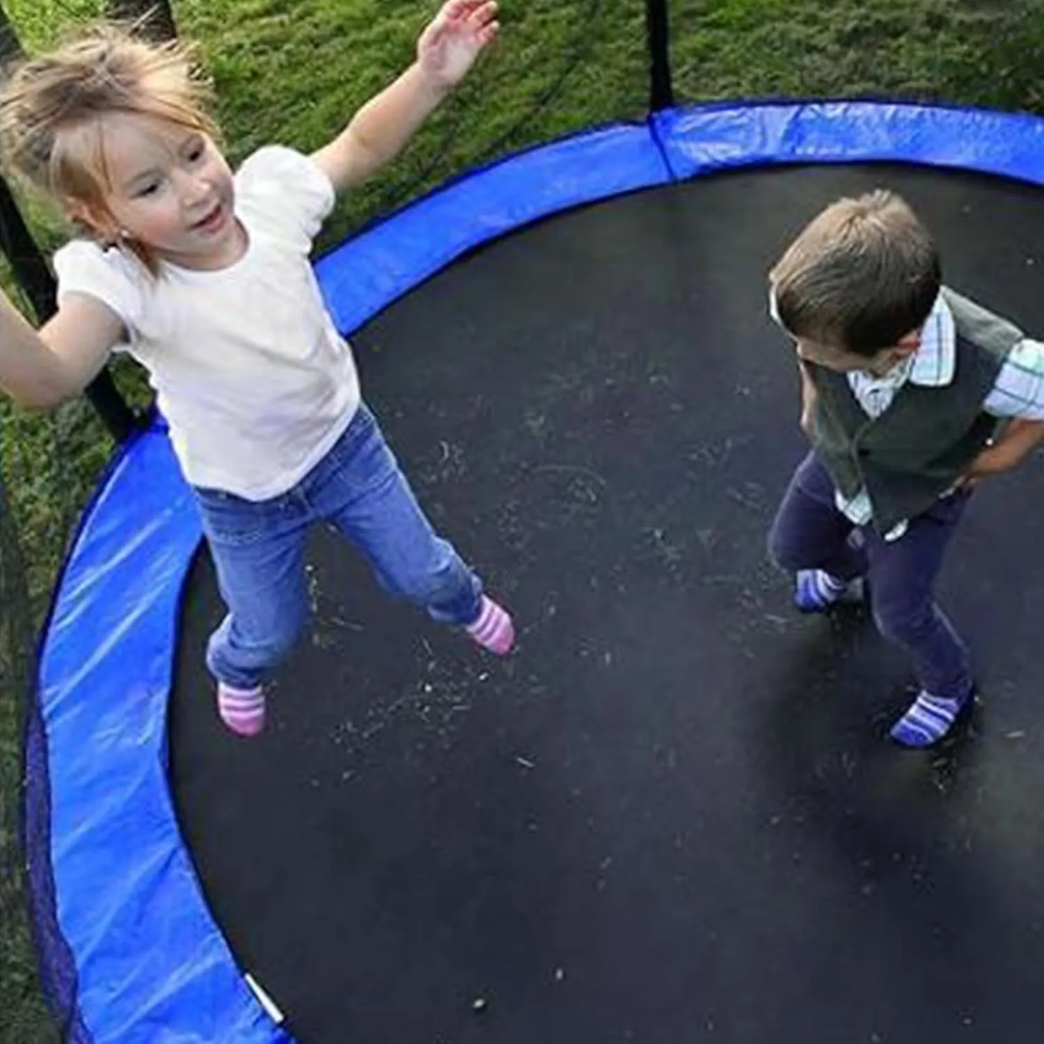 Trampoline Pad, 10ft 12ft 14ft Replacement Trampoline Safety Pad, Waterproof Trampoline Spring Cover, Round Without Hole for Pole, Tear-Resistant Edge Protection(Blue,13ft)