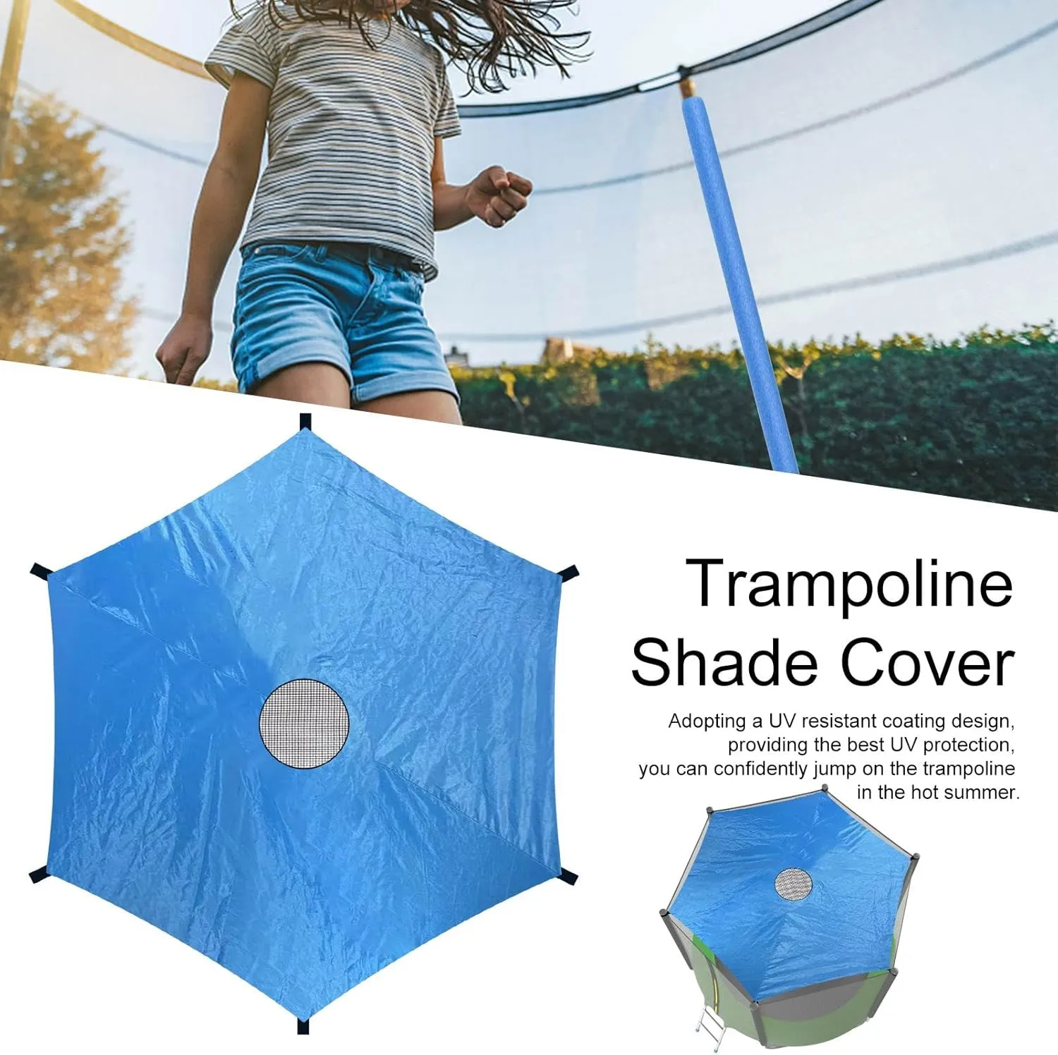 Trampoline Shade, Sun-Protection Trampolines Canopy, Easy to Install Trampolines Top Cover, Outdoor Trampoline Cover, Trampolines Sunshade Accessories for Outdoor Backyard Playground