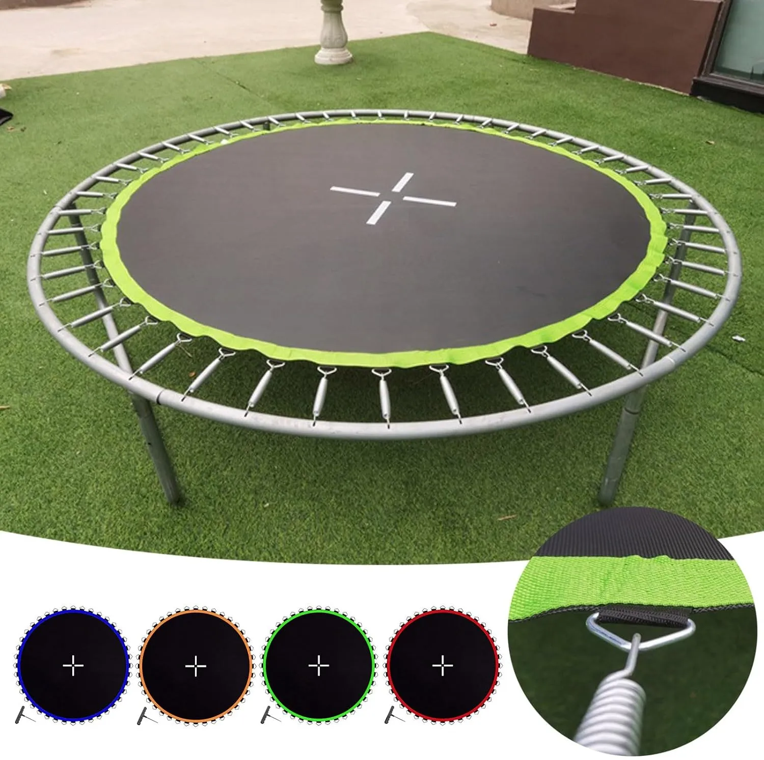 Trampoline Spring Cover, Jumping Mat, 6ft/8ft Round Trampoline Pad Replacement No Hole Tear-Resistant Pole Pad Waterproof UV Resistant Safety Pads